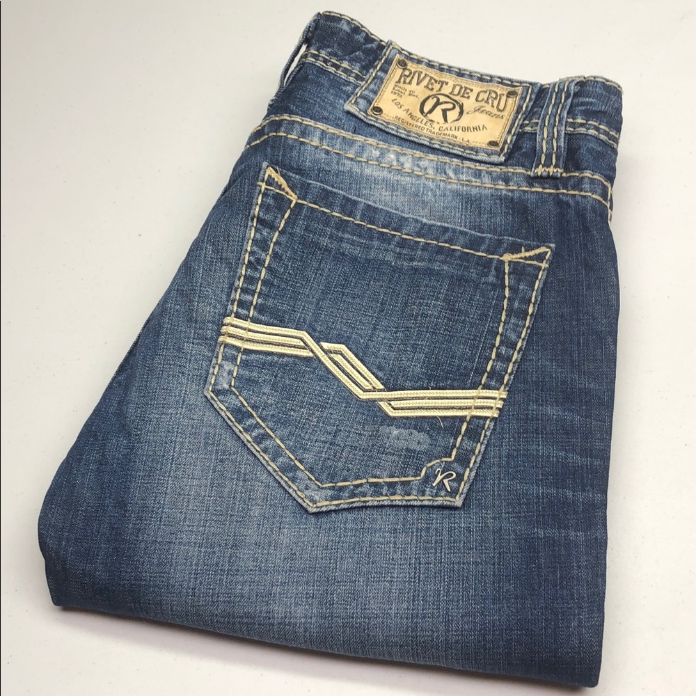 MENS RIVET DE CRU RELAXED STRAIGHT LEG JEANS 36x34 ⭐️